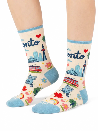 Toronto City Crew Socks, Playful Skyline Graphic Everyday Socks