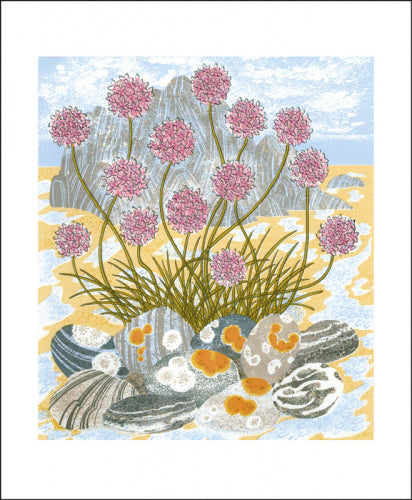 Sea Pinks And Pebbles Card