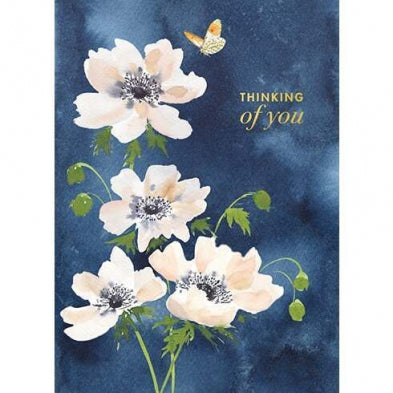 White Flowers On Blue Sympathy Card