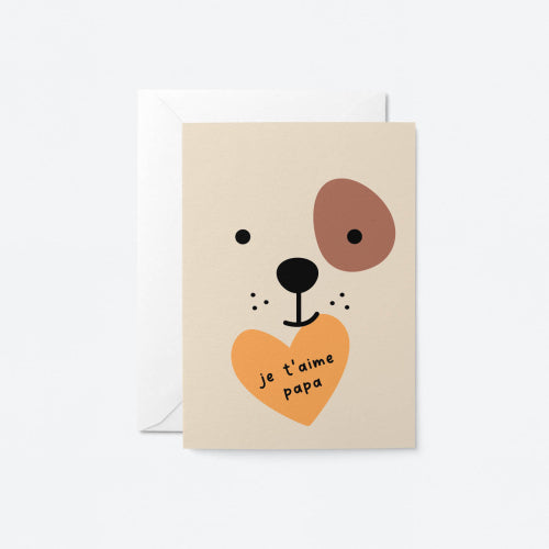 Dog Je T'aime Papa Card