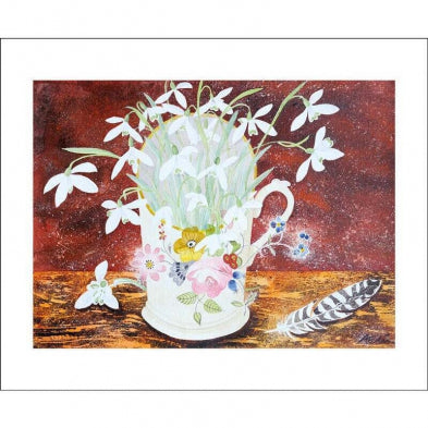 Snowdrops In Floral Cup Card