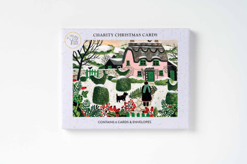 Pink Cottage And Topiary Boxed Holiday Cards