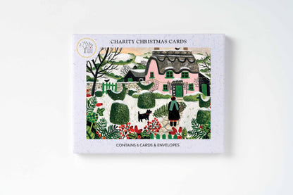 Pink Cottage And Topiary Boxed Holiday Cards