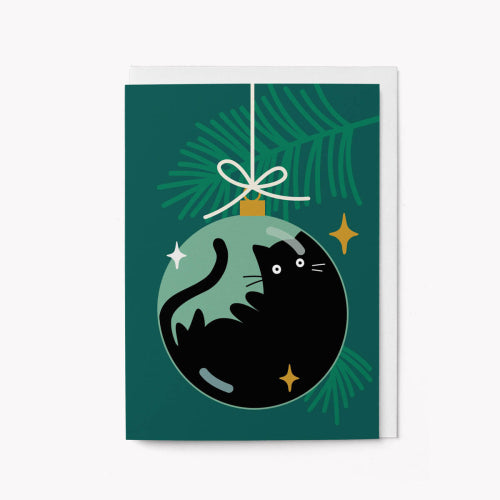 Hanging Around Christmas Cat Card
