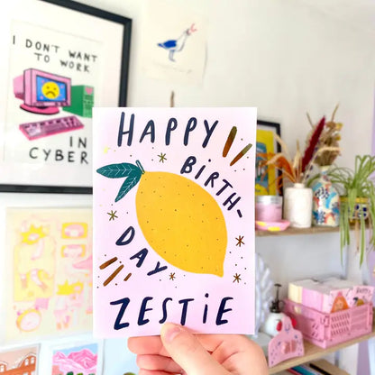 Happy Birthday Zestie Gold Foil Greetings Card