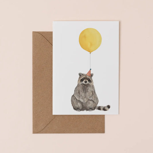 Balloon Animal Raccoon Card