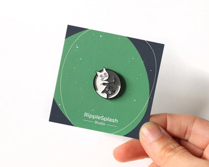 @81 Yin Yang Cats funny cute Enamel Pin