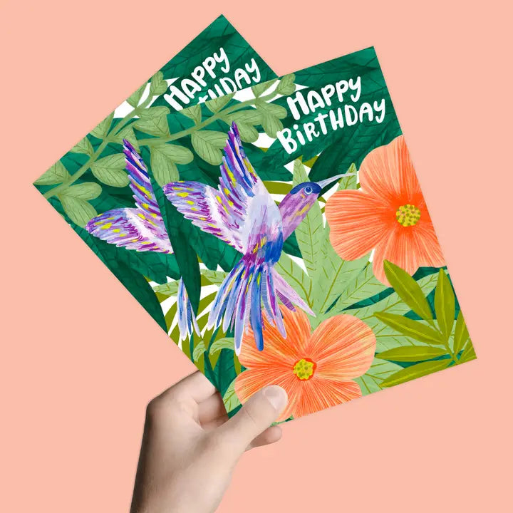 Tropical Hummingbird Birthday Card