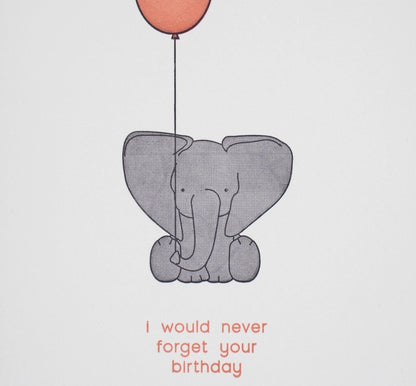 Elephant Letterpress Birthday Card