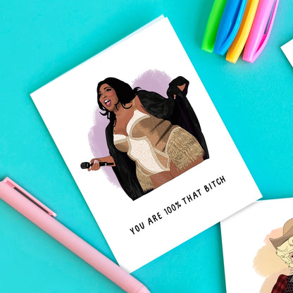 Lizzo 100% That Bitch Greeting Card