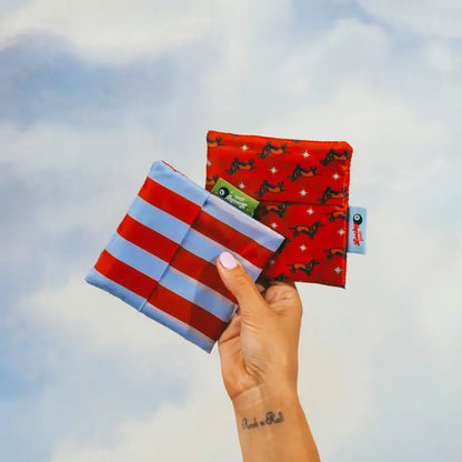 Blue & Maroon Stripes Foldable Nylon Tote