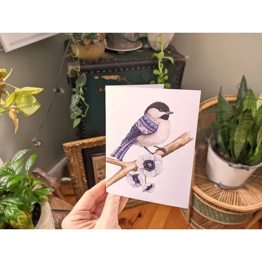 Chickadee With Patterned Feathers Card