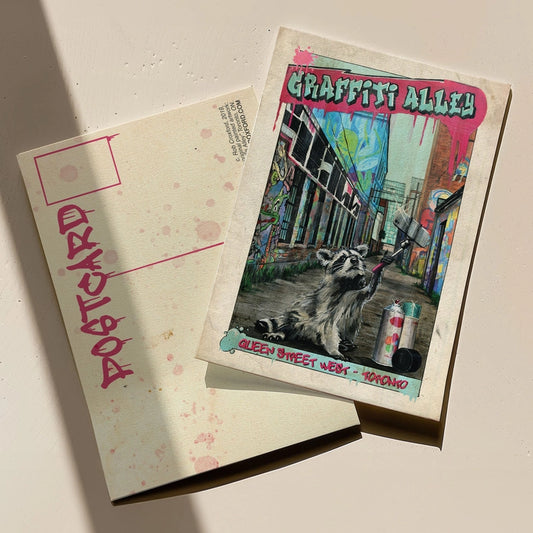 Graffiti Alley Toronto Postcard with Raccoon