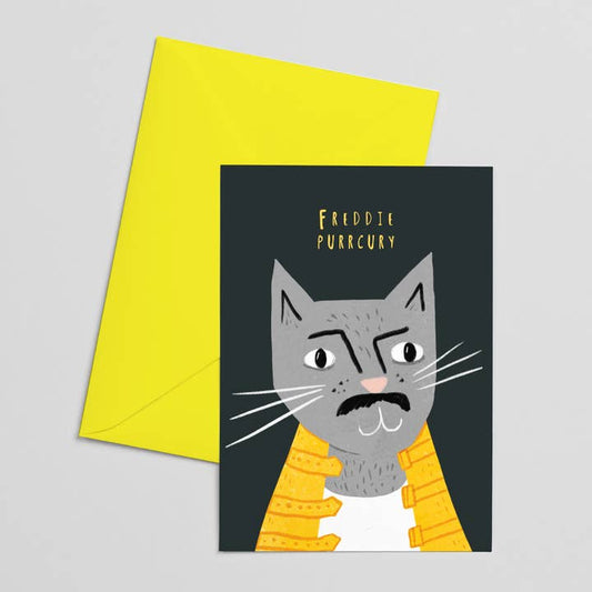 Freddie Purrcury Cat Musician Card