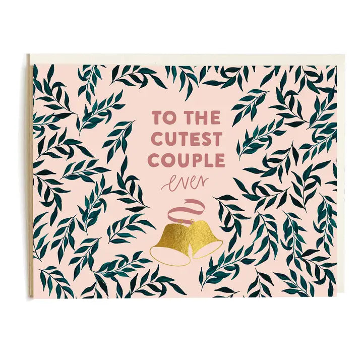 Leafy Vine Wedding Bells Greeting Card