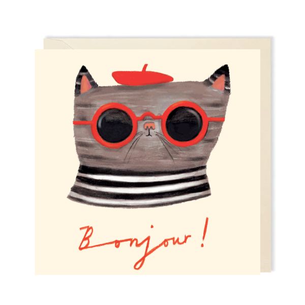 Bonjour Cat Card