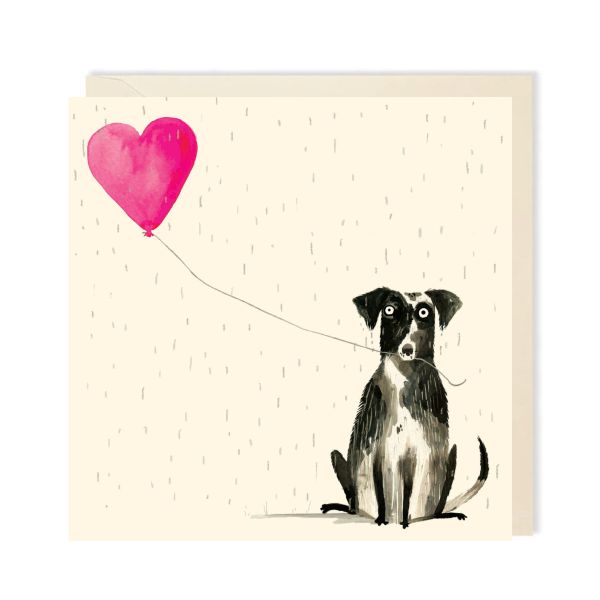 Dog Balloon Rain Card
