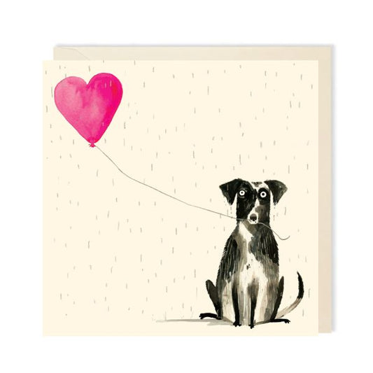 Dog Balloon Rain Card