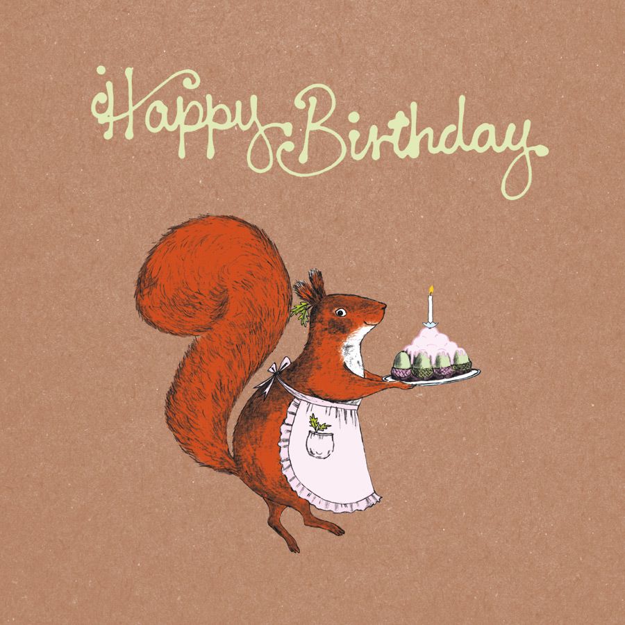 Happy Birthday Squirrel, Cake Card