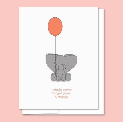 Elephant Letterpress Birthday Card