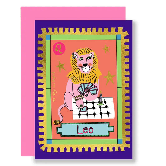 Zodiac Leo Gold Foil Greeting Card