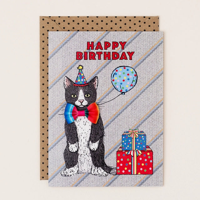 Black Cat Hand-finished Birthday Card