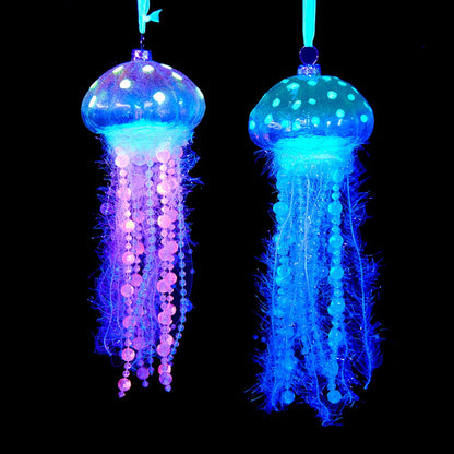 Glass Jellyfish Glow Ornament 8.5"