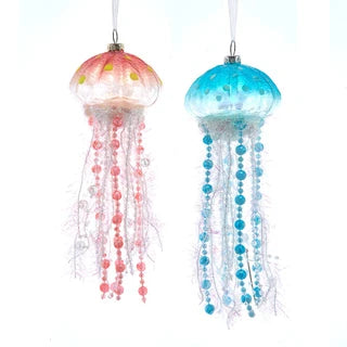 Glass Jellyfish Glow Ornament 8.5"