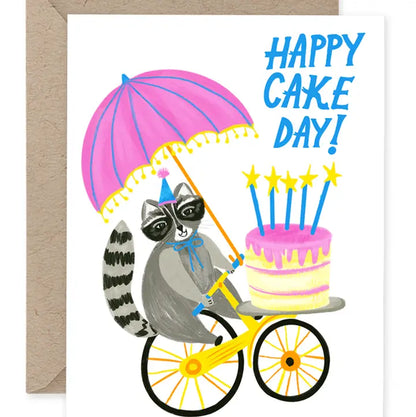 Cute Raccoon Riding a Bike Birthday Card
