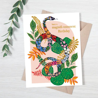 Garden Snake Magnifi-ssssssent Birthday Card
