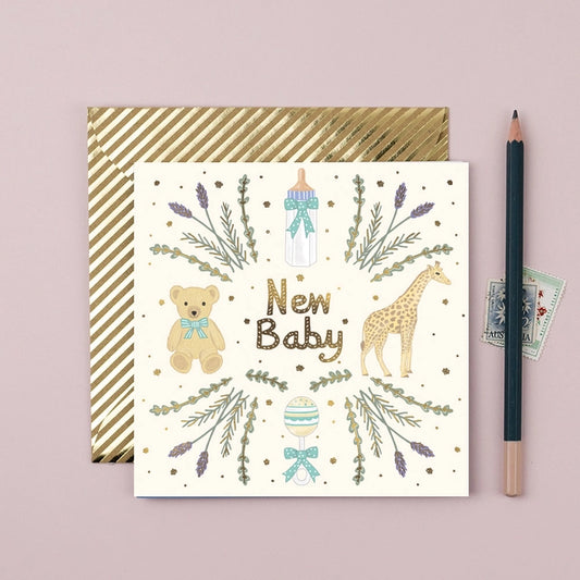 Gold Foiled Square New Baby Card