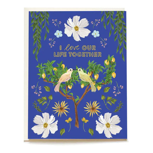 Lemon Tree Love Birds Anniversary Greeting Card