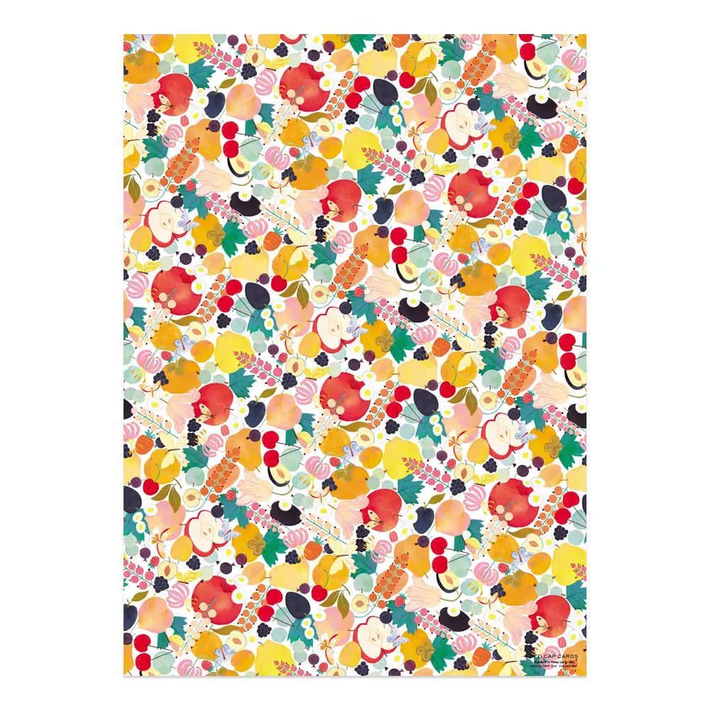 Fruits and Florals 3 Sheets Roll Wrap