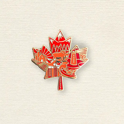 @10 Canada Maple Leaf Enamel Pin - Iconic Landmarks Design