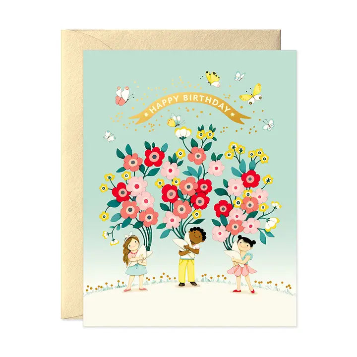 Kids Bouquets Birthday Greeting Card