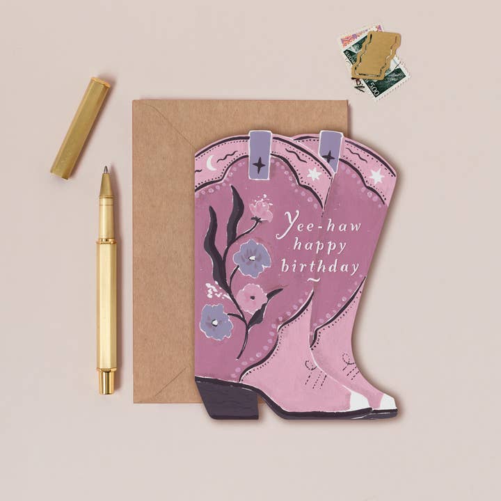 Cowboy Boots Birthday Card