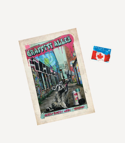 Graffiti Alley Toronto Postcard with Raccoon