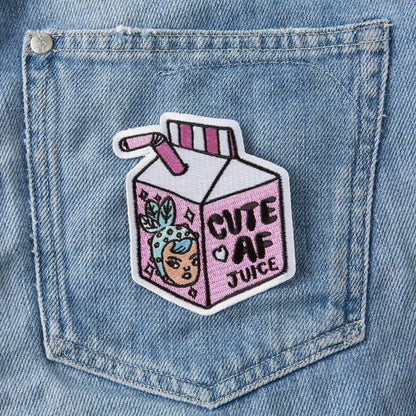 #80 Cute AF Juice Embroidered Iron On Patch