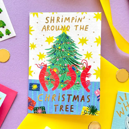 Shrimpin' Around the Christmas Tree Christmas Card