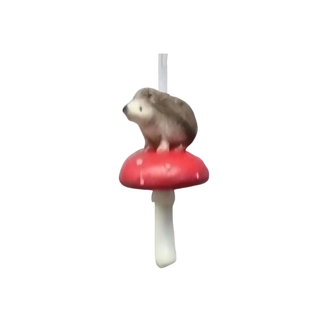 Hedgehog On Mushroom Ornament