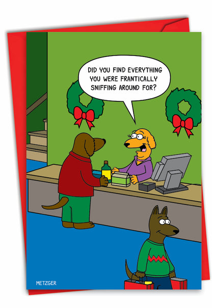 Dog Shopping Christmas Card