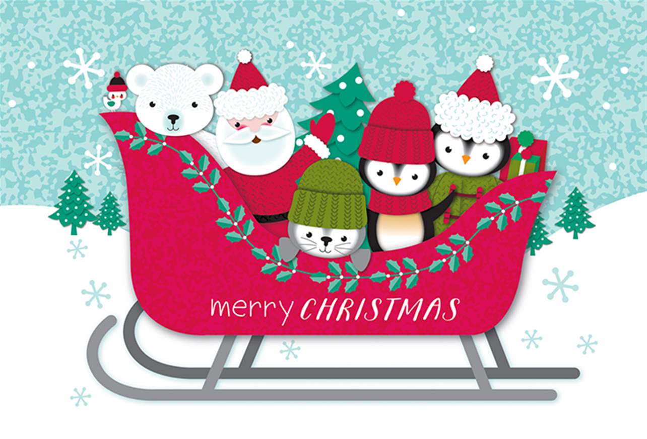 Santa's Sleigh Christmas Card