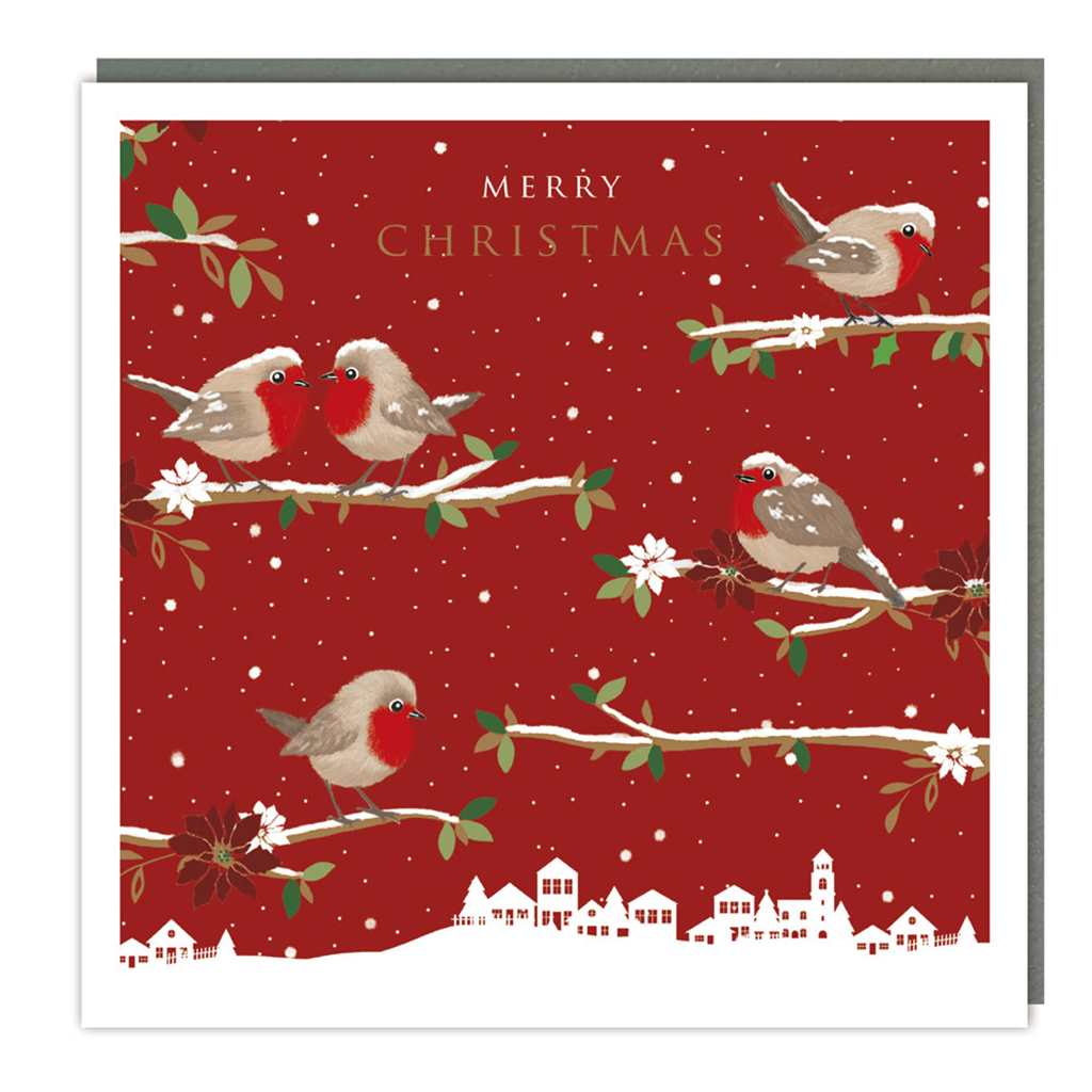 Red Robins on Branches Christmas Boxed Cards