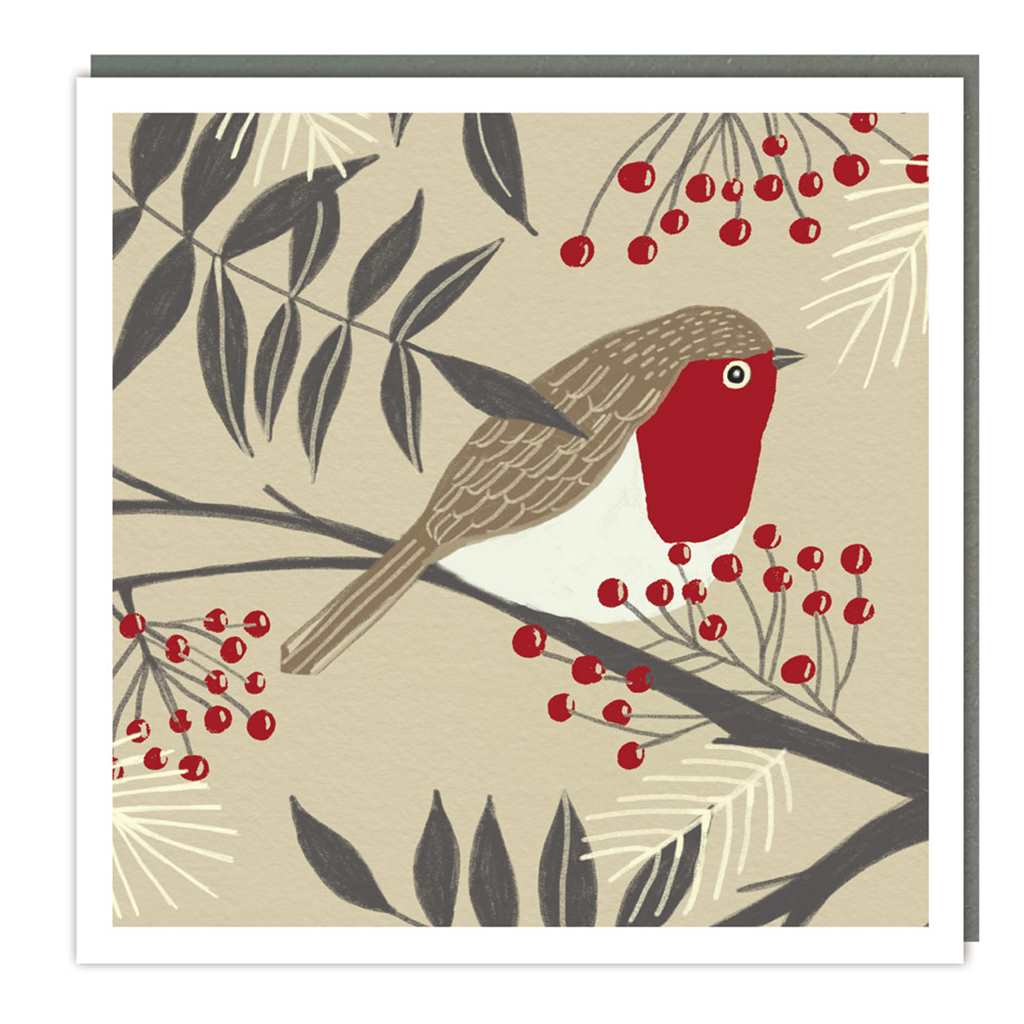 Red Robin and Berries Christmas Boxed Cards