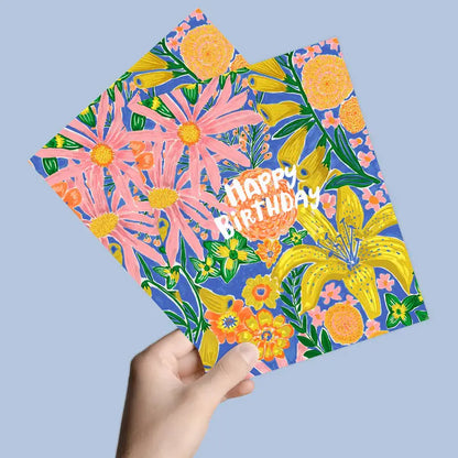 Wild Asters Floral Birthday Card
