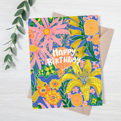 Wild Asters Floral Birthday Card