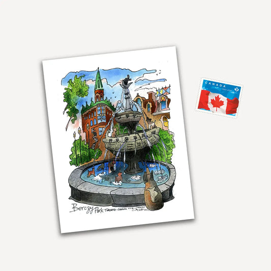 Berczy Park Fountain Toronto Postcard