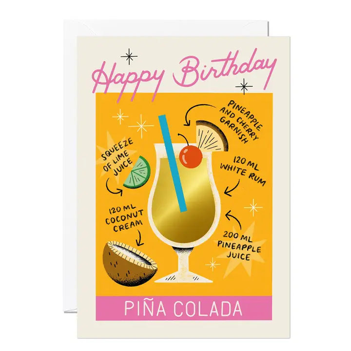 Pina Colada Birthday Card