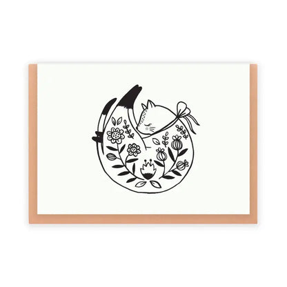 Curled Up Cat card