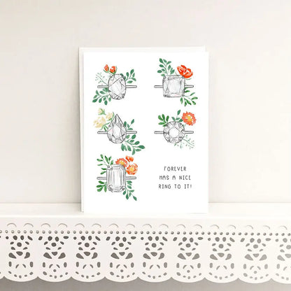 Floral Ring Engagement Card